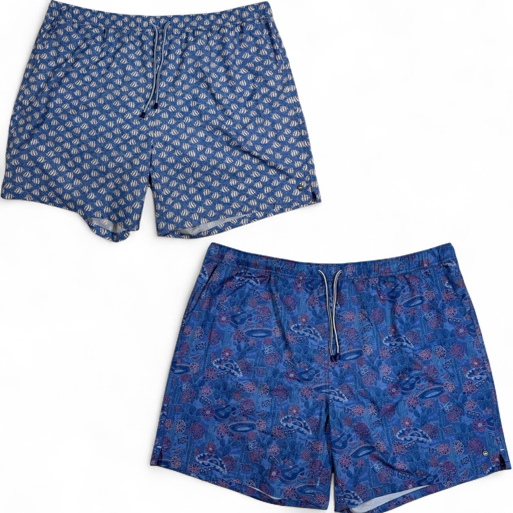 Peter Millar Swim Trunks Men’s XXL Bundle Of Two Fish Sombrero Guitar Print